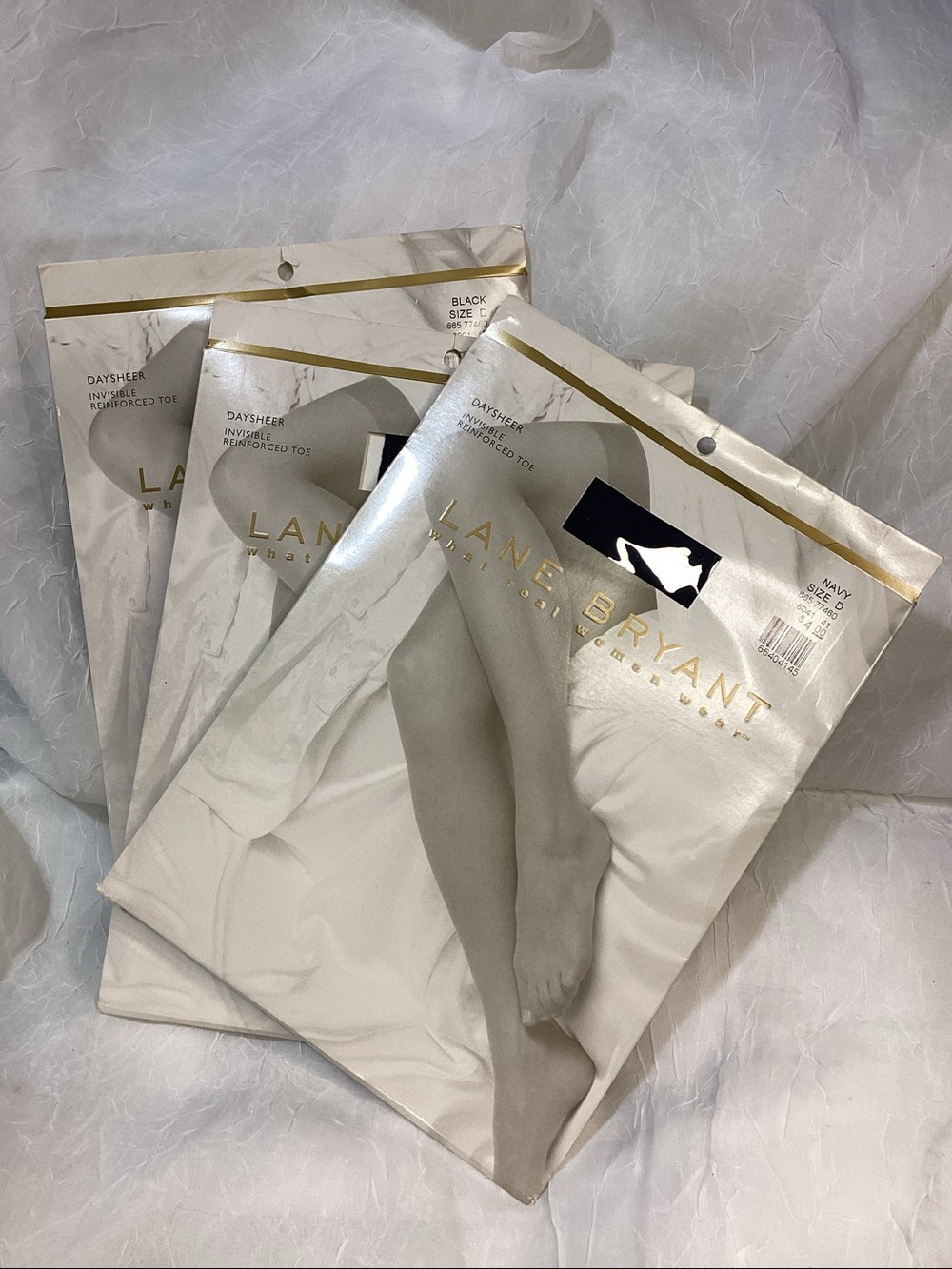 Lane Bryant Nylons Panty Hose Daysheer Invisible Reinforced Toe 3 Pairs Size D